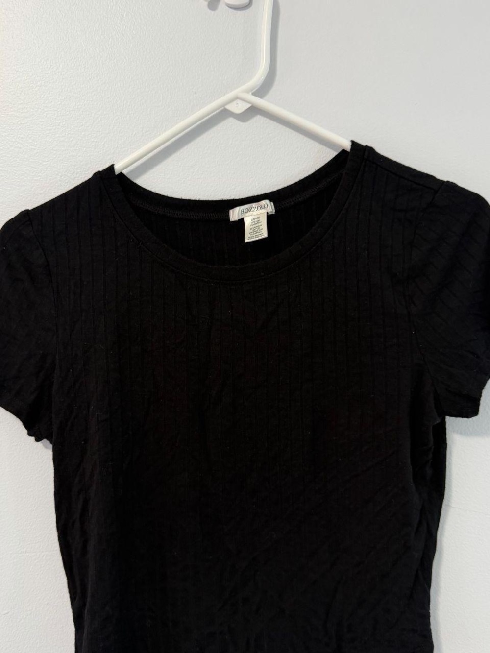 Bozzolo Black Ribbed Short Sleeve Tee